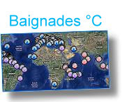 Répartition géoagraphique des plages selon la température de baignade