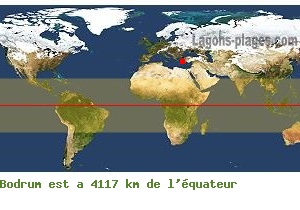 Distance quatoriale de Bodrum, TURQUIE !