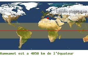 Distance quatoriale de Hammamet, TUNISIE !