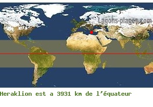 Distance quatoriale de Heraklion, CRETE !